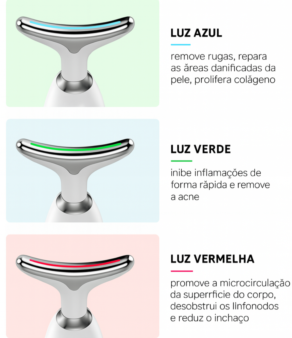 Massageador e Lifting Facial e Pescoço com LED