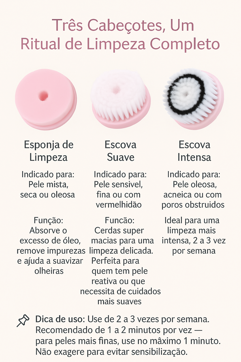 Escova Facial Recarregável 5 em 1 – Mais prazer e cuidado na sua higiene matinal