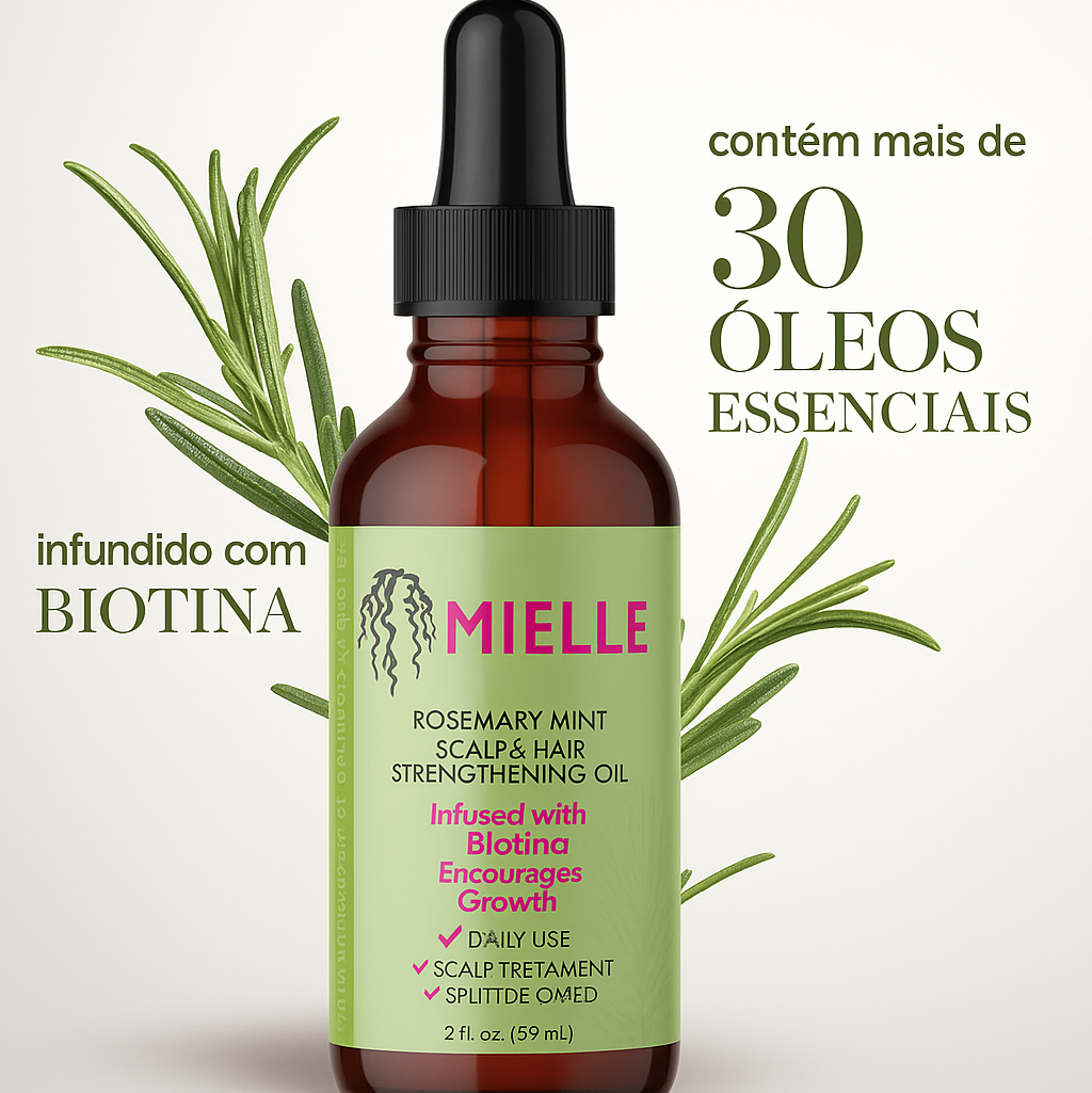 Óleo Capilar Mielle Rosemary Mint com Biotina – Nutre e Fortalece os Fios