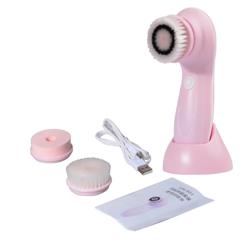 Escova Facial Recarregável 5 em 1 – Mais prazer e cuidado na sua higiene matinal
