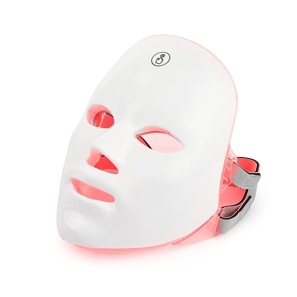 Máscara Facial LED 7 Cores para rejuvenescimento, tratamento antiacne e antirrugas.