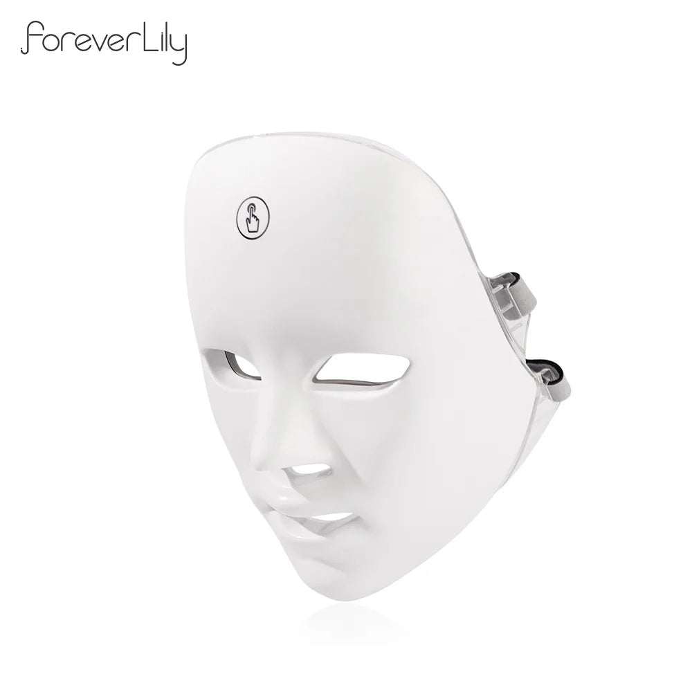 Máscara Facial LED 7 Cores para rejuvenescimento, tratamento antiacne e antirrugas.