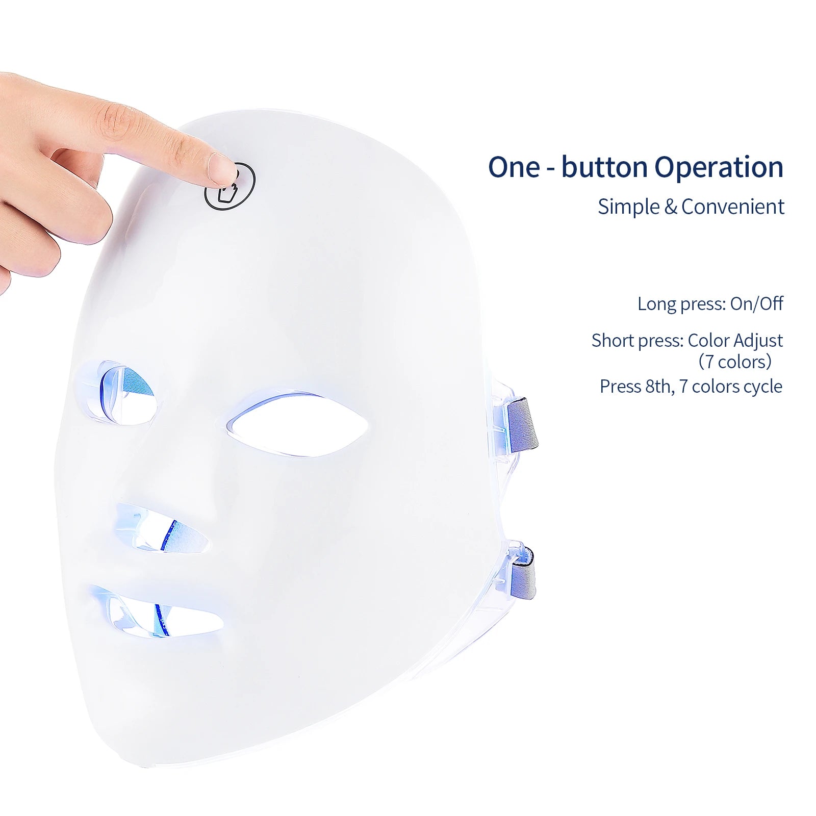 Máscara Facial LED 7 Cores para rejuvenescimento, tratamento antiacne e antirrugas.