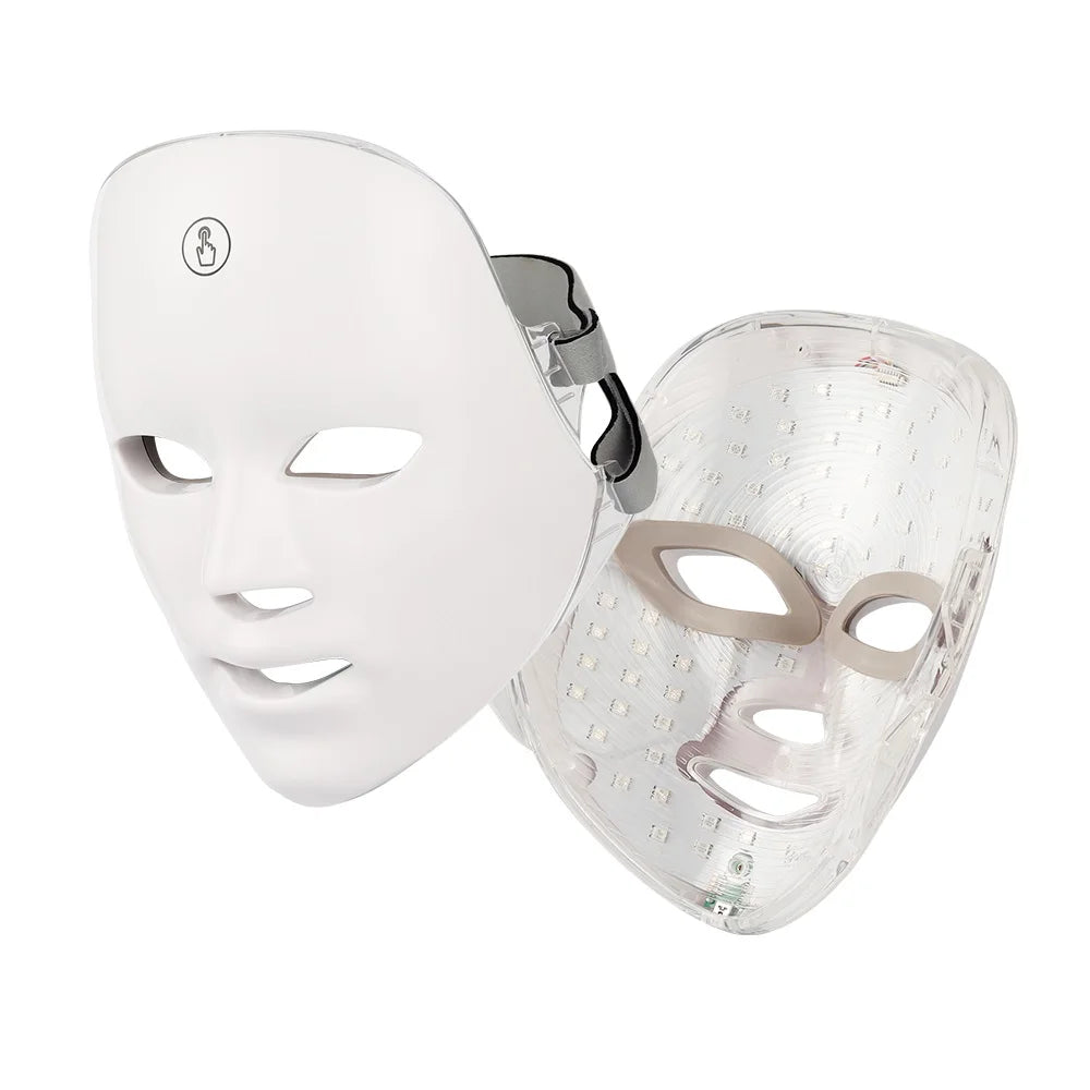 Máscara Facial LED 7 Cores para rejuvenescimento, tratamento antiacne e antirrugas.