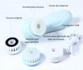 Escova Facial Recarregável 5 em 1 – Mais prazer e cuidado na sua higiene matinal
