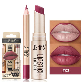 Kit USHAS Batom e Lápis Labial Matte - Definição e Cor para Lábios Incríveis