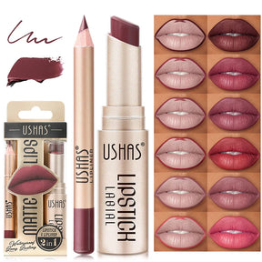 Kit USHAS Batom e Lápis Labial Matte - Definição e Cor para Lábios Incríveis