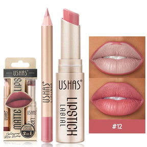 Kit USHAS Batom e Lápis Labial Matte - Definição e Cor para Lábios Incríveis