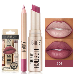 Kit USHAS Batom e Lápis Labial Matte - Definição e Cor para Lábios Incríveis